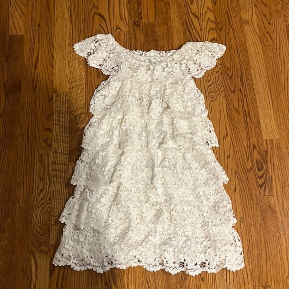 knee length dresses for ladies Meena Two-Tone Cosmos Flower Lace Dress  Miguelina